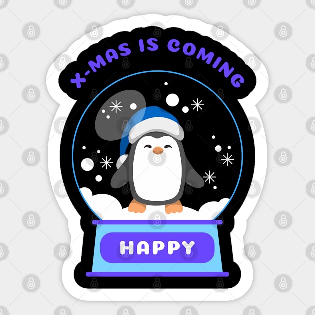 Xmas Is Coming Happy Penguin (Blue) Sticker by GideonStore